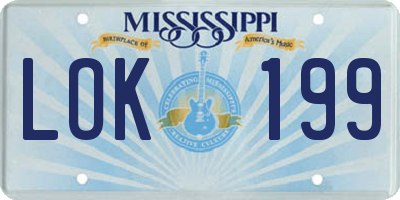 MS license plate LOK199