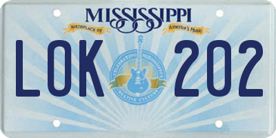 MS license plate LOK202