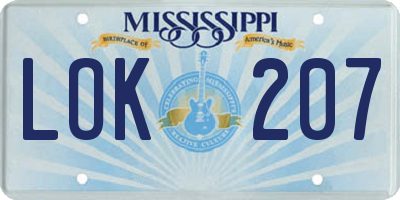 MS license plate LOK207