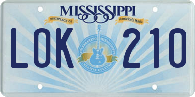 MS license plate LOK210