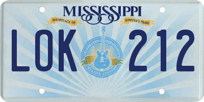 MS license plate LOK212
