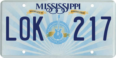 MS license plate LOK217
