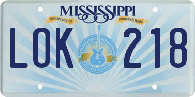 MS license plate LOK218