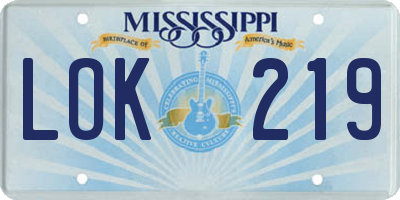 MS license plate LOK219
