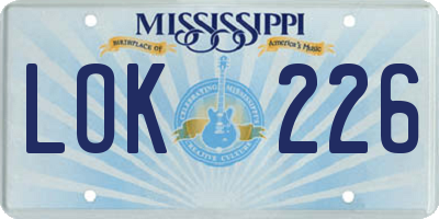 MS license plate LOK226