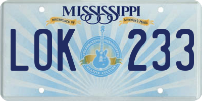 MS license plate LOK233