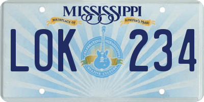 MS license plate LOK234