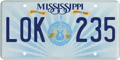 MS license plate LOK235