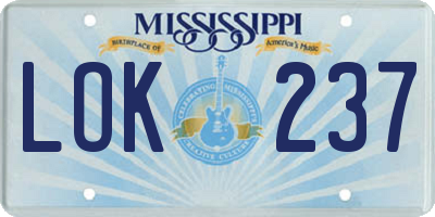 MS license plate LOK237