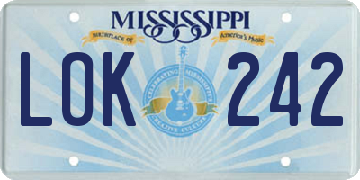 MS license plate LOK242
