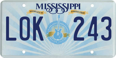 MS license plate LOK243