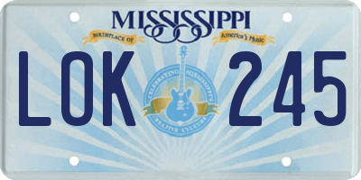 MS license plate LOK245