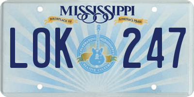 MS license plate LOK247