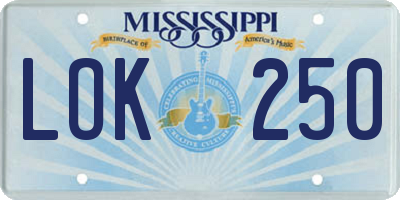 MS license plate LOK250