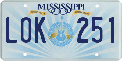 MS license plate LOK251