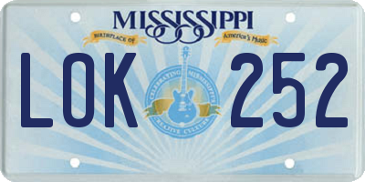 MS license plate LOK252