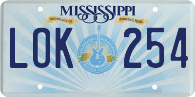 MS license plate LOK254