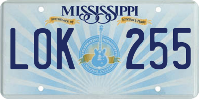 MS license plate LOK255