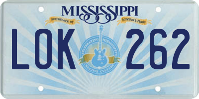 MS license plate LOK262