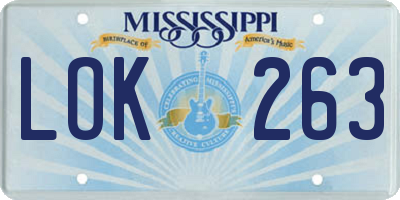MS license plate LOK263