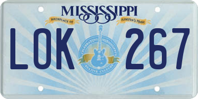 MS license plate LOK267