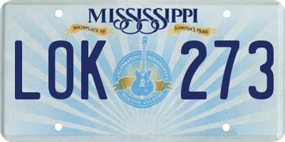 MS license plate LOK273