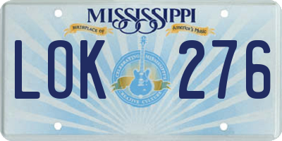 MS license plate LOK276