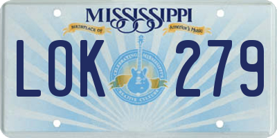 MS license plate LOK279
