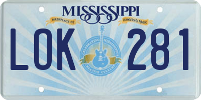 MS license plate LOK281