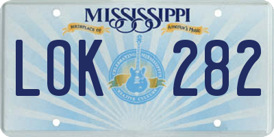 MS license plate LOK282
