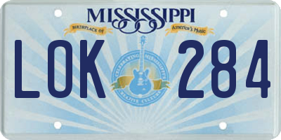 MS license plate LOK284