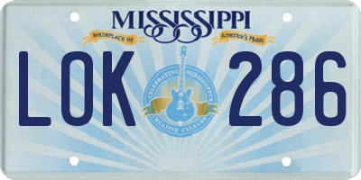 MS license plate LOK286