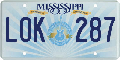 MS license plate LOK287