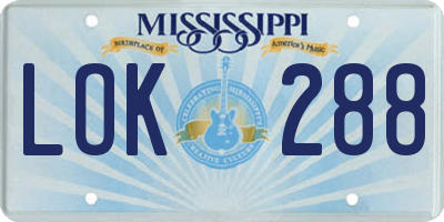 MS license plate LOK288