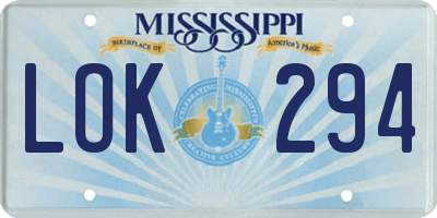 MS license plate LOK294