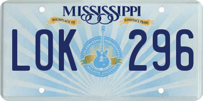MS license plate LOK296