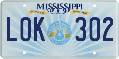 MS license plate LOK302