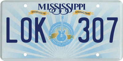 MS license plate LOK307