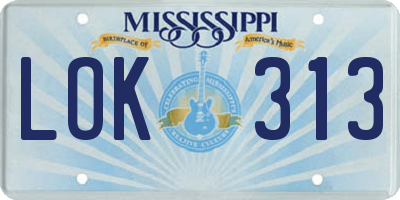MS license plate LOK313