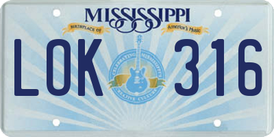 MS license plate LOK316