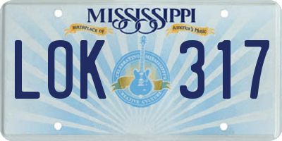 MS license plate LOK317