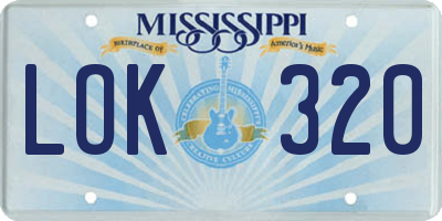 MS license plate LOK320