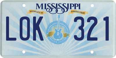 MS license plate LOK321