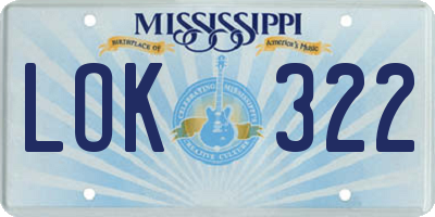 MS license plate LOK322