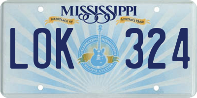 MS license plate LOK324