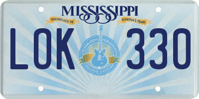 MS license plate LOK330