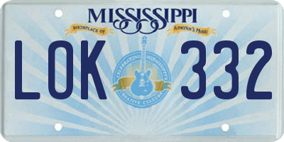MS license plate LOK332