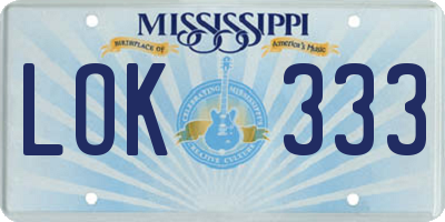 MS license plate LOK333
