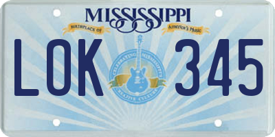 MS license plate LOK345