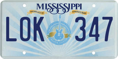 MS license plate LOK347